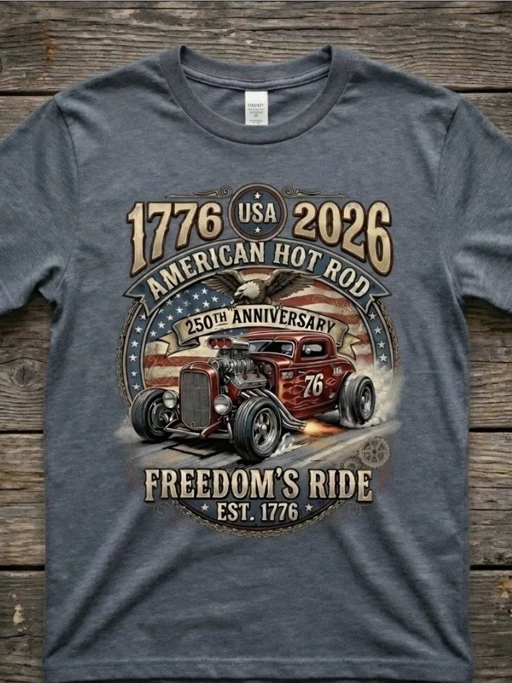 American Hot Rod 250th Anniversary Tee • 1776 USA 2026 Eagle Shirt • Patriotic